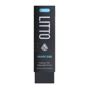 Grape God - Litto Disposable, LITTO's Grape God is an Indica strain. This strain is durable and clients can feel the impacts of an indica strain dominate.