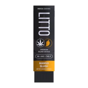 Mango Slush, Litto Disposable, Mango OG, from LITTO Hemp's Expendable assortment, is an Indica strain. The flavor profile of this Indica settles